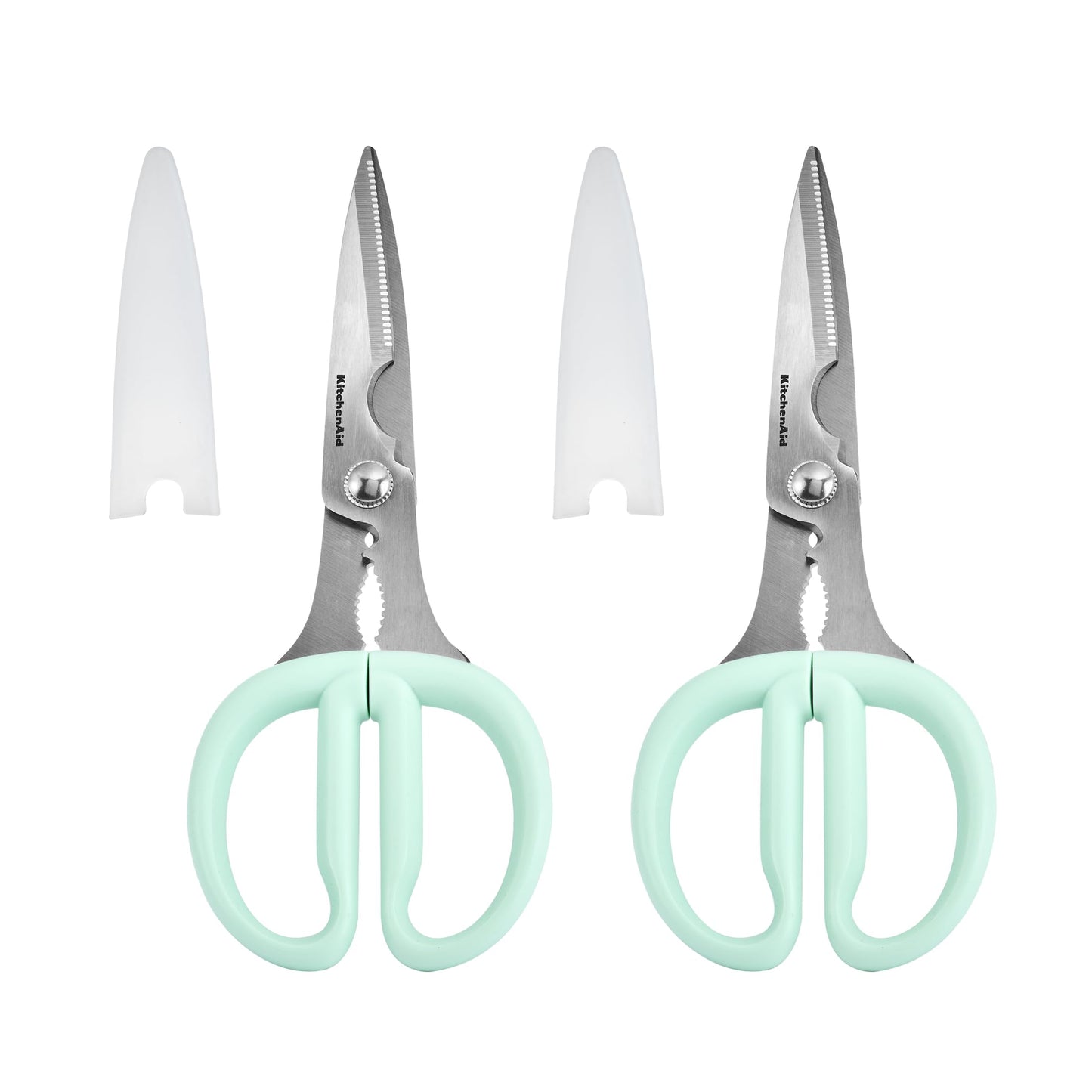KitchenAid All Purpose Kitchen Shears with Protective Sheath Durable Stainless Steel Scissors, Dishwasher Safe, Soft Grip Comfort Handle, 8.72 Inch, Gray