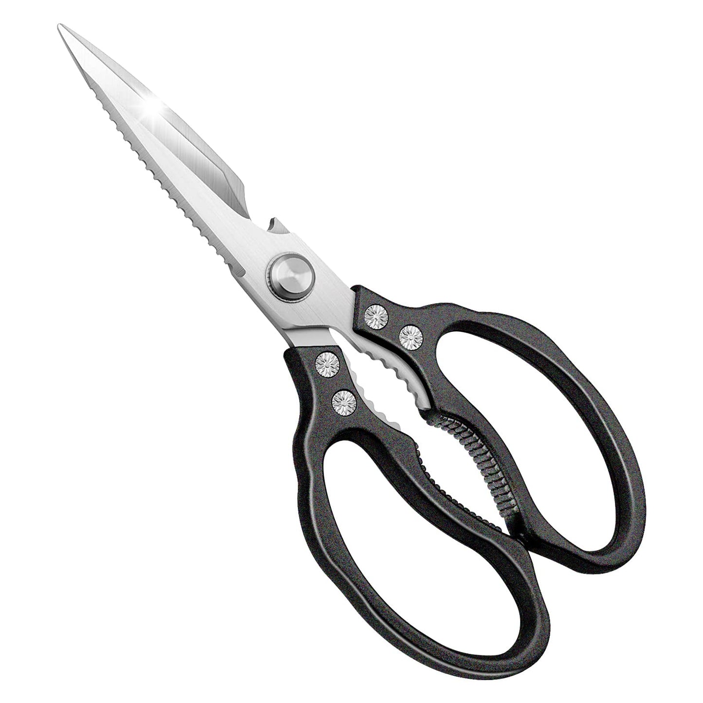 CGBE Kitchen Scissors, Multi-Purpose Kitchen Shears, Heavy Duty Dishwasher Safe Food Scissors for Chicken, Poultry, Fish, Meat & Herbs with Non-Slip Grips - Sliver