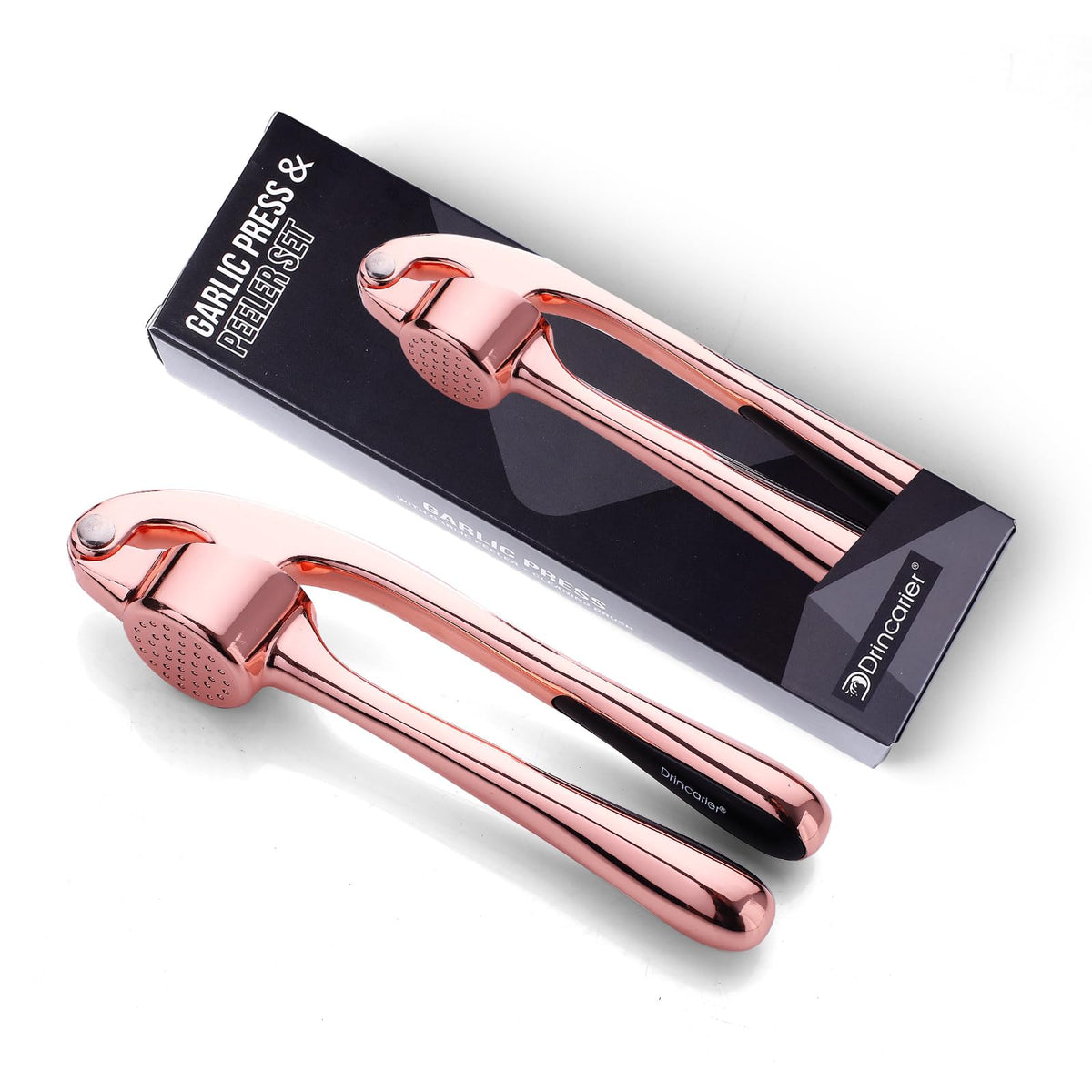 Kitchen Garlic Press, Rust Proof & Dishwasher Safe Garlic Mincer, Durable Garlic Crusher, Easy to Clean and Squeeze, Rose