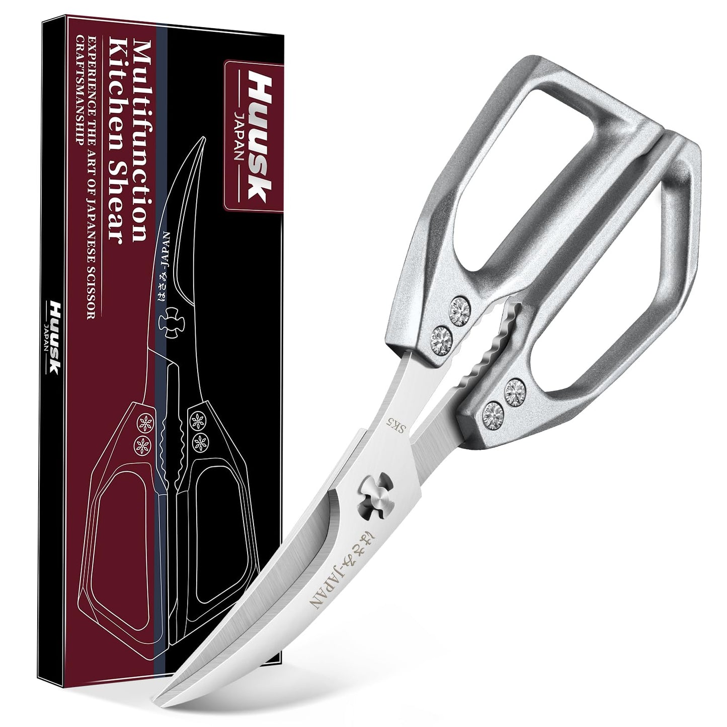 Huusk Kitchen Scissors for Food, Japanese Steel Kitchen Shears All Purpose