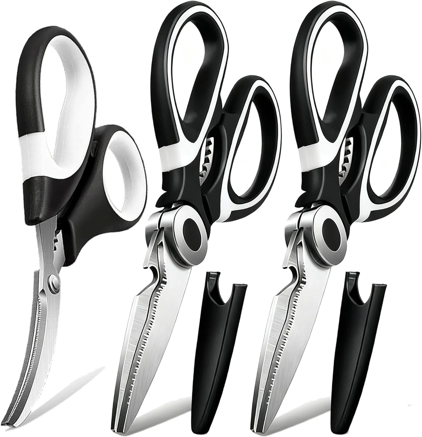 OMDAR 3 Pack Kitchen Scissors & Seafood Scissors Set, Sharp Kitchen Shears