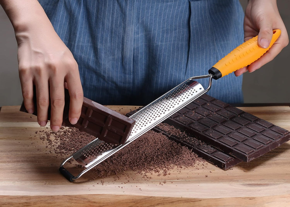 Deiss PRO Lemon Zester & Heavy Duty Grater - Parmesan, Garlic, Nutmeg, Chocolate, Fruits, Vegetables, Ginger & Cheese Shredder