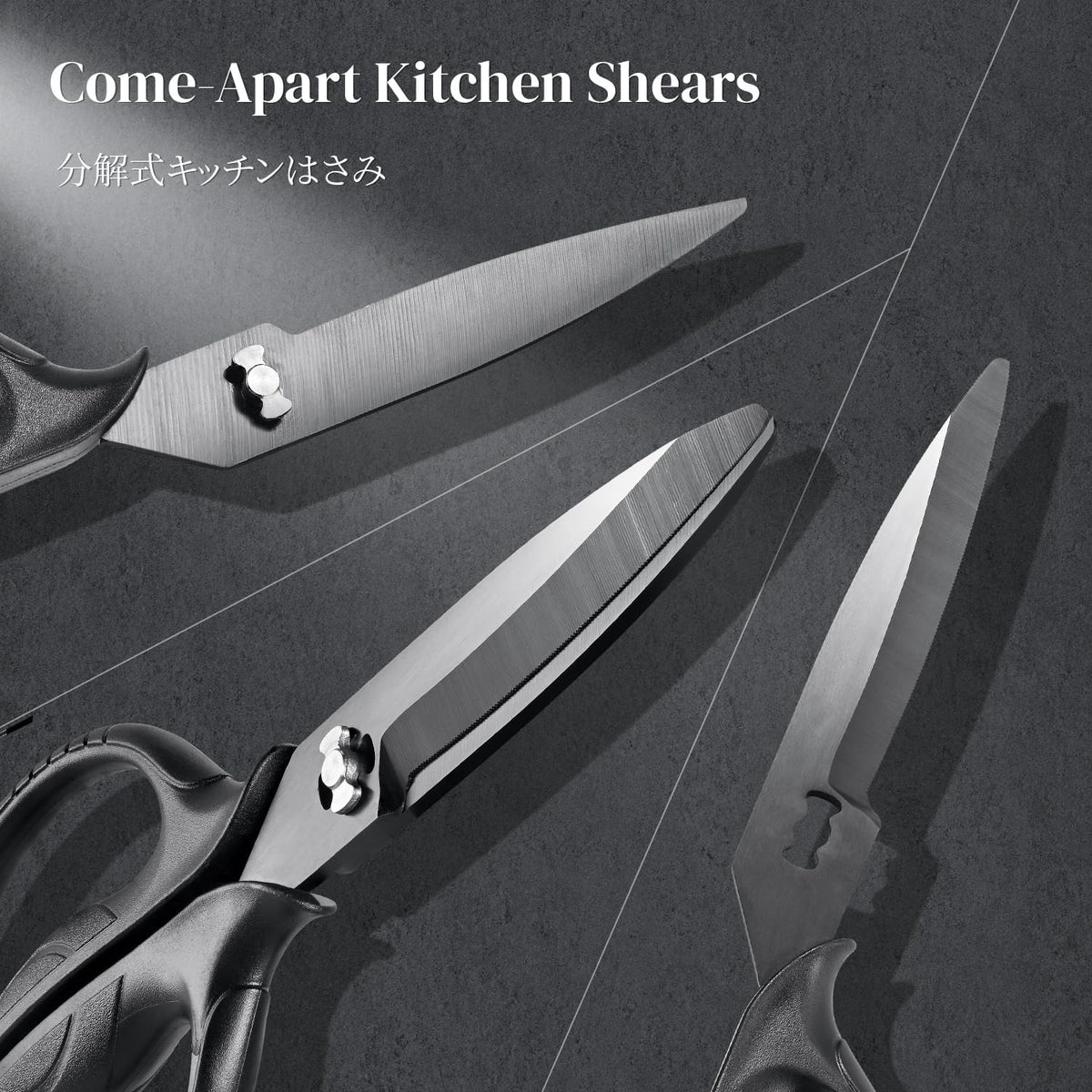 EMOJOY Titanium Kitchen Scissors, Japanese 5Cr15MoV Steel, Detachable