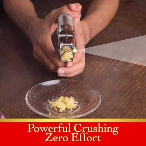 Premium Heavy Duty Garlic Press - 100% 304 Stainless Steel Professional Garlic Mincer & Crusher - Easy Clean Dishwasher Safe Kitchen Tool, Includes Custom Cleaning Brush