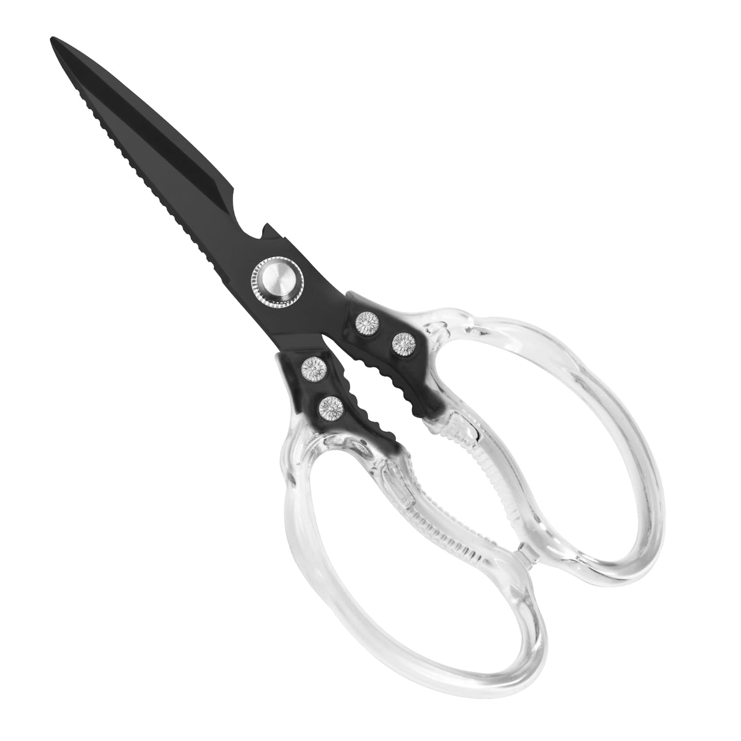 CGBE Kitchen Scissors, Multi-Purpose Kitchen Shears, Heavy Duty Dishwasher Safe Food Scissors for Chicken, Poultry, Fish, Meat & Herbs with Non-Slip Grips - Sliver