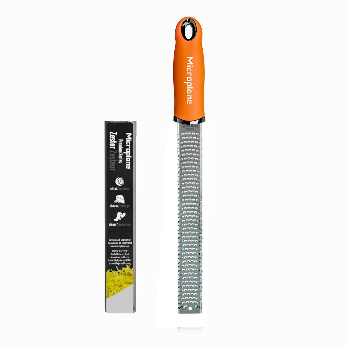 Microplane Premium Classic Series Zester 18/8, Black - Lemon Zester & Cheese Grater & Vegetable Grater - Citrus, Parmesan Cheese, Garlic, Ginger, Nutmeg, Chocolate - Stainless Steel Grater