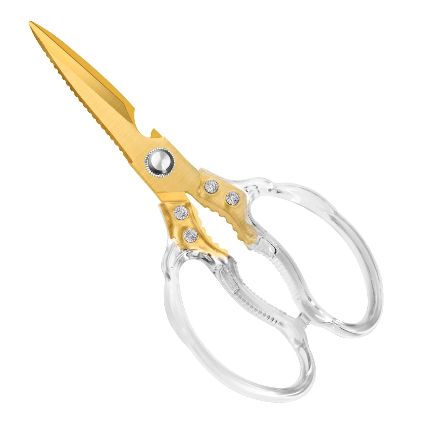 CGBE Kitchen Scissors, Multi-Purpose Kitchen Shears, Heavy Duty Dishwasher Safe Food Scissors for Chicken, Poultry, Fish, Meat & Herbs with Non-Slip Grips - Sliver