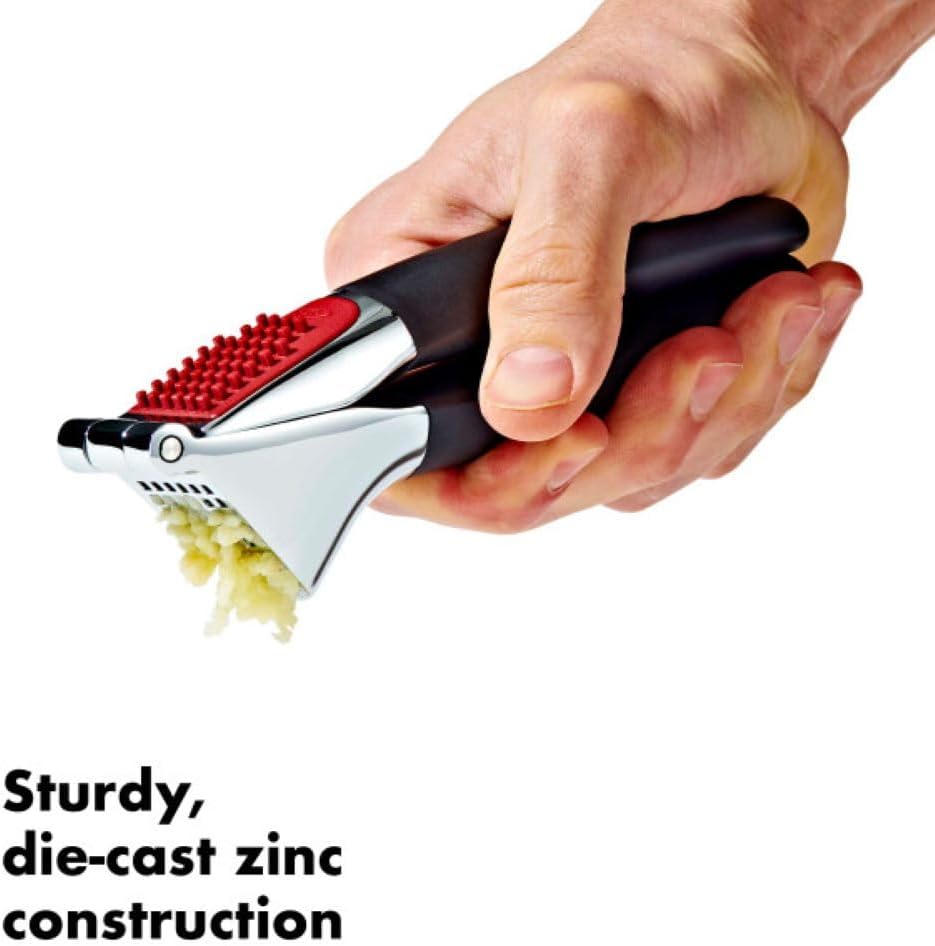OXO Good Grips Garlic Press, Easy to squeeze & Self Cleaning Tool, Black