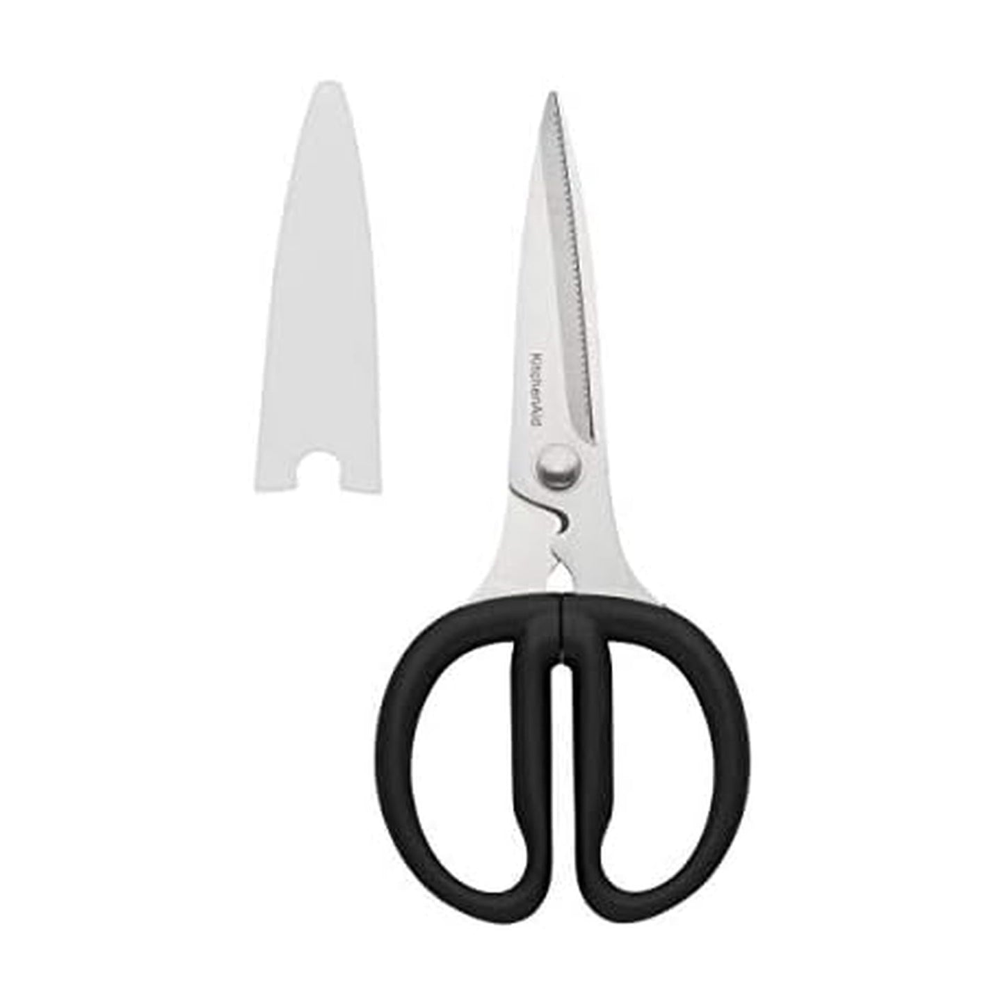 KitchenAid All Purpose Kitchen Shears with Protective Sheath Durable Stainless Steel Scissors, Dishwasher Safe, Soft Grip Comfort Handle, 8.72 Inch, Black