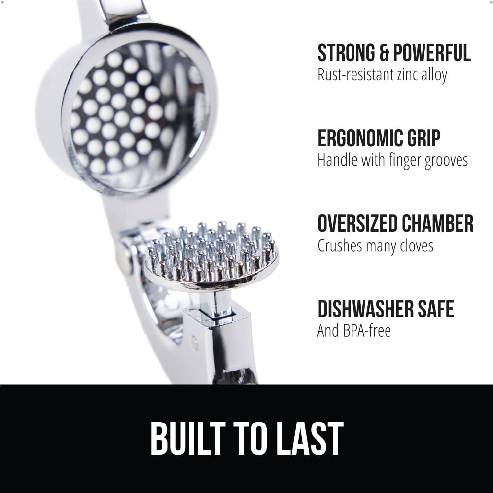 GORILLA GRIP Garlic Peeler and Press Set, Heavy Duty Mincer, Black