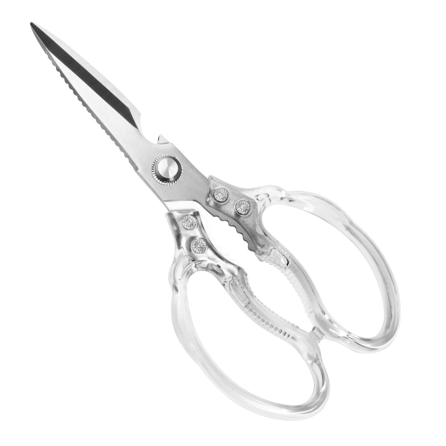 CGBE Kitchen Scissors, Multi-Purpose Kitchen Shears, Heavy Duty Dishwasher Safe Food Scissors for Chicken, Poultry, Fish, Meat & Herbs with Non-Slip Grips - Sliver