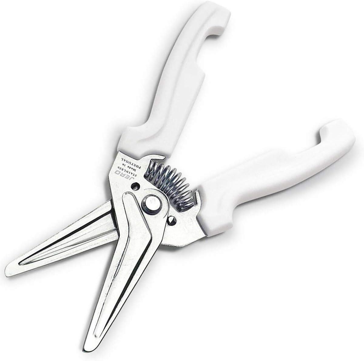 JERO Spring Assisted Kitchen Shears with Holder — Durable Stainless Steel Scissors for Herbs, Kitchen Tasks, Floral Trimming, Crafting — Made in Portugal by Jero Knife Company
