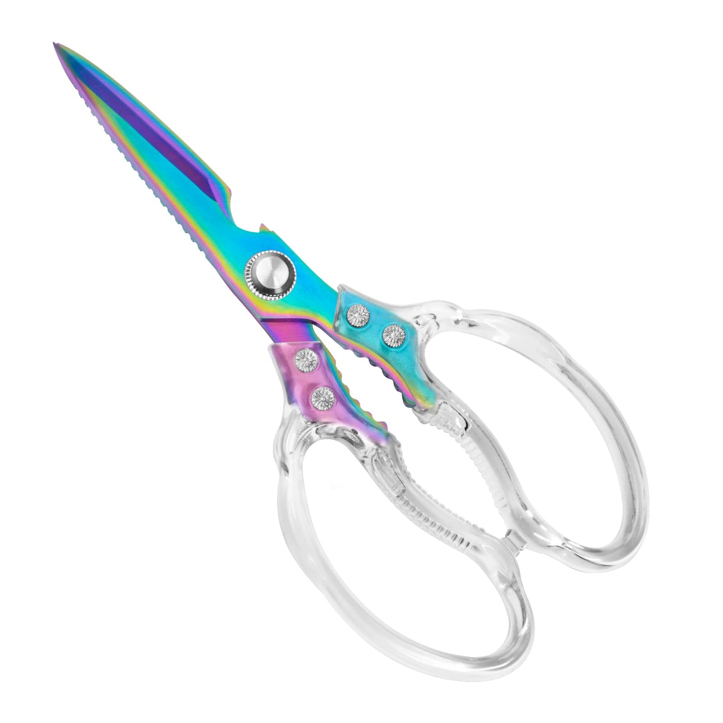 CGBE Kitchen Scissors, Multi-Purpose Kitchen Shears, Heavy Duty Dishwasher Safe Food Scissors for Chicken, Poultry, Fish, Meat & Herbs with Non-Slip Grips - Sliver