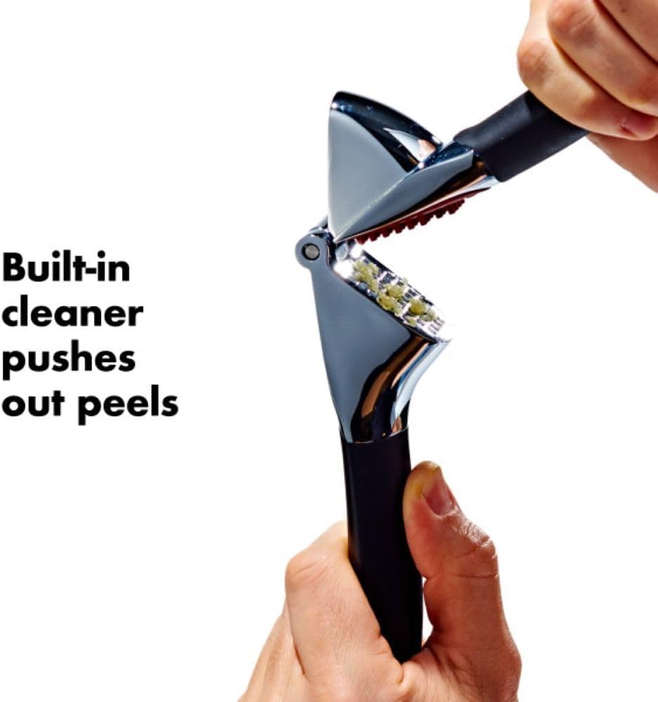 OXO Good Grips Garlic Press, Easy to squeeze & Self Cleaning Tool, Black