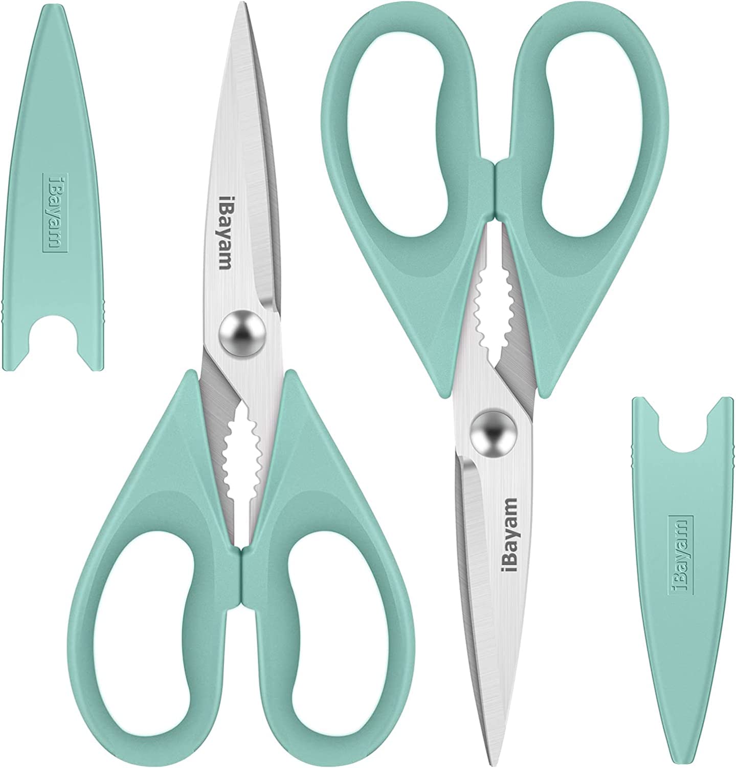 iBayam All Purpose Kitchen Shears with Protective Sheath, Black, 8.7 inch