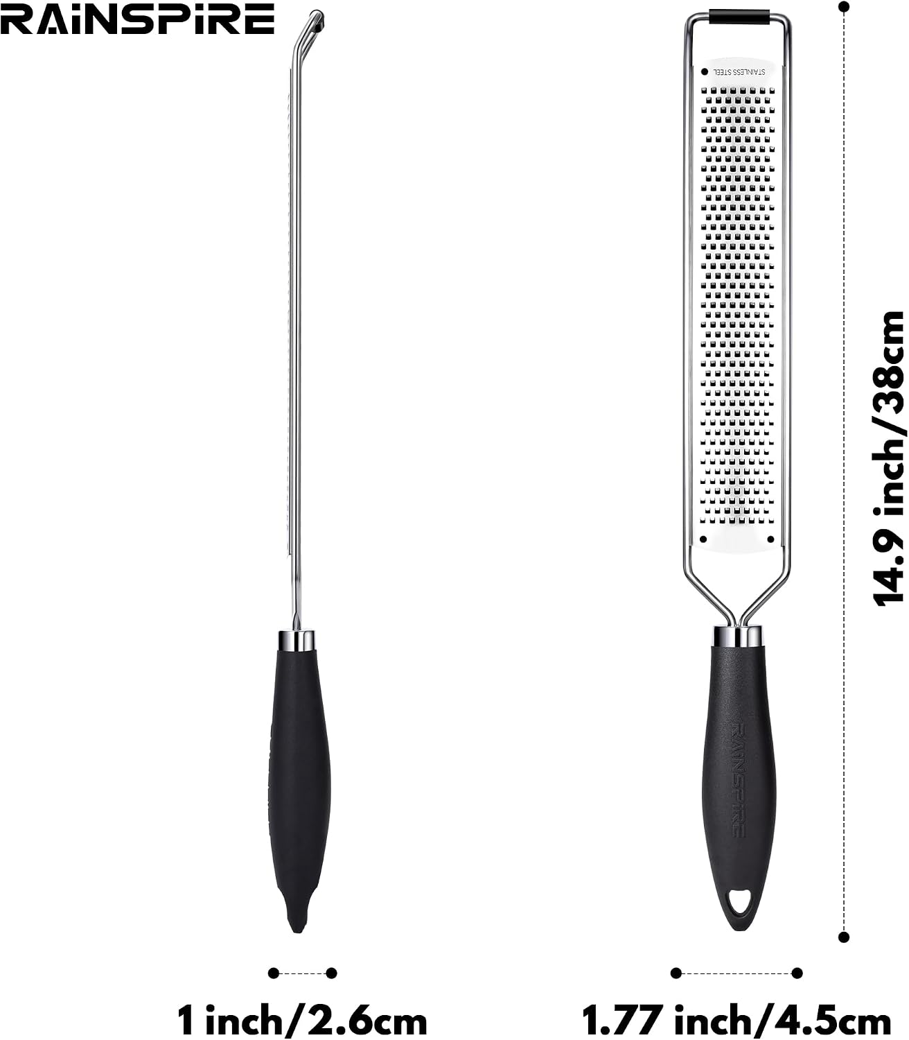 304 Stainless Steel Citrus Lemon Zester Spice Ginger Garlic Grater Black