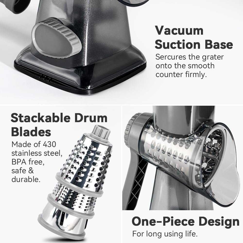 Cheese Grater Hand Crank Rotary Vegetables Shredder with Handle