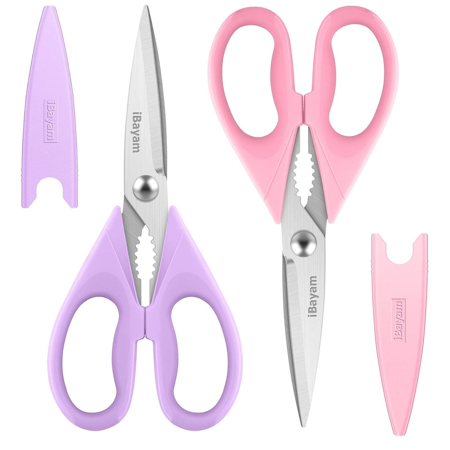 iBayam All Purpose Kitchen Shears with Protective Sheath, Black, 8.7 inch