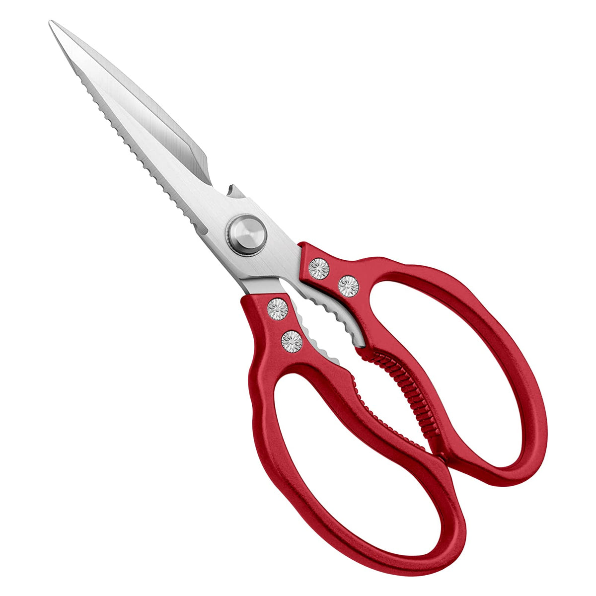 CGBE Kitchen Scissors, Multi-Purpose Kitchen Shears, Heavy Duty Dishwasher Safe Food Scissors for Chicken, Poultry, Fish, Meat & Herbs with Non-Slip Grips - Sliver