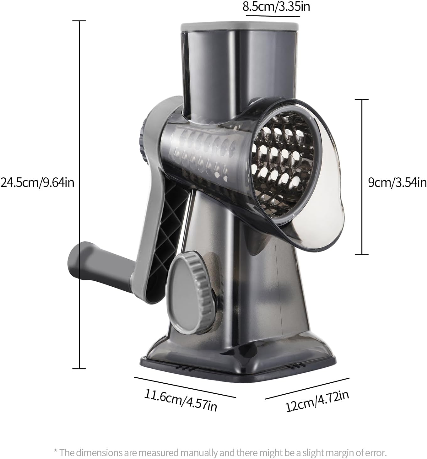 Rotary Cheese Grater Manual Hand Crank 3-in-1 Vegetable Shredde