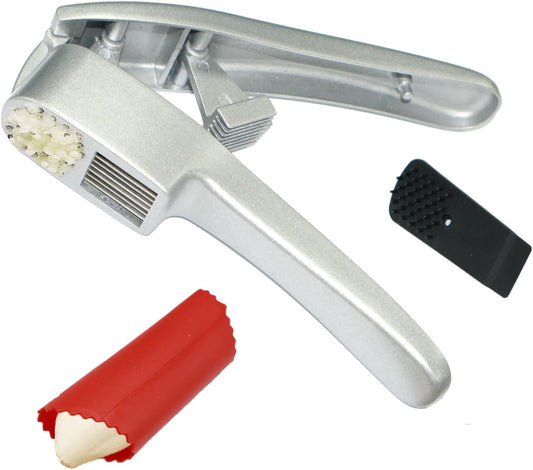 2-in-1 Garlic Press and Slicer, Handle Kitchen Tool for Home Cooking