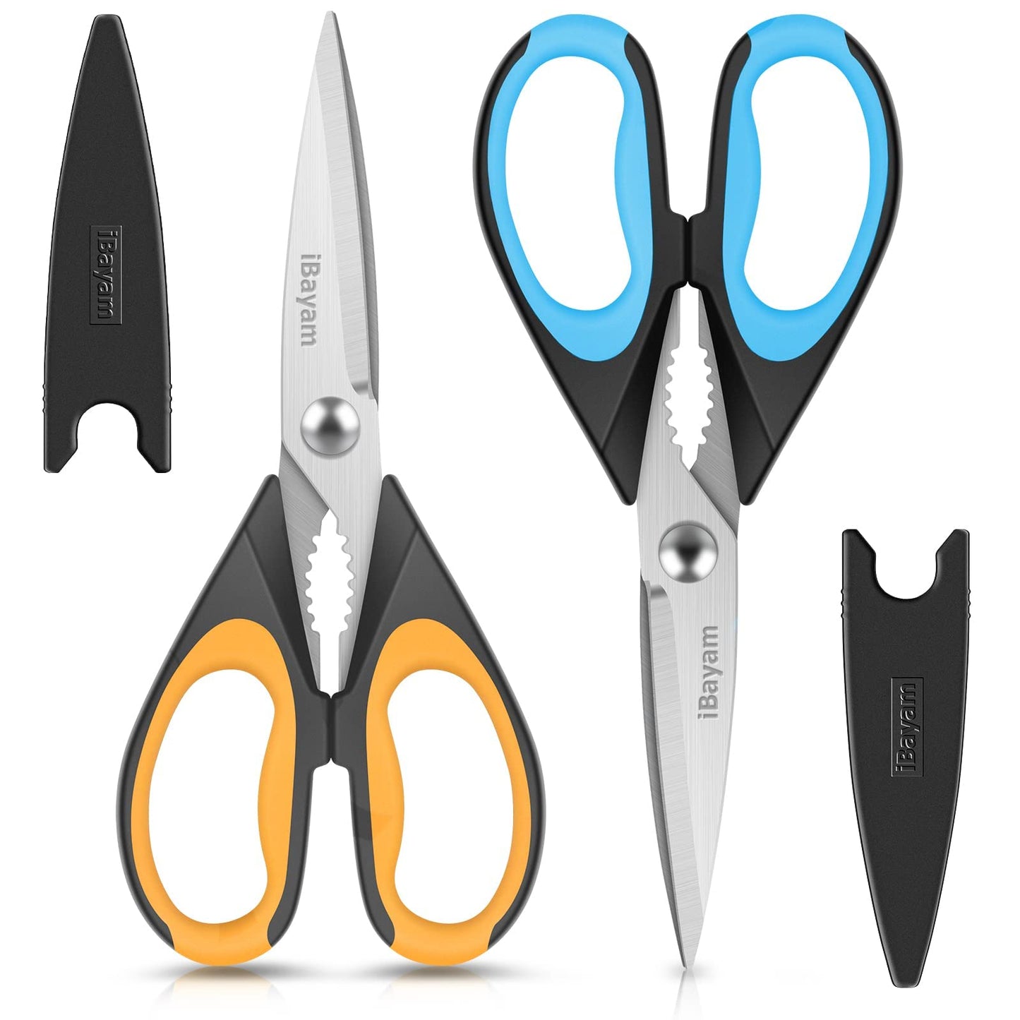 iBayam All Purpose Kitchen Shears with Protective Sheath, Black, 8.7 inch