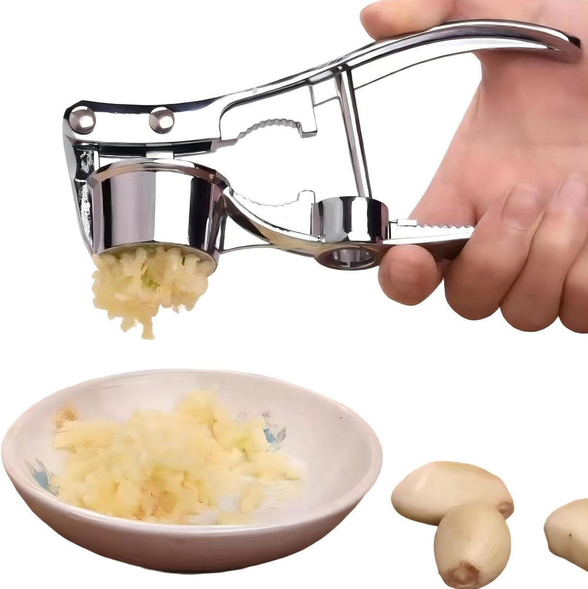 Stainless Steel Garlic Press, 5 in 1 Kitchen Mincer and Crusher
