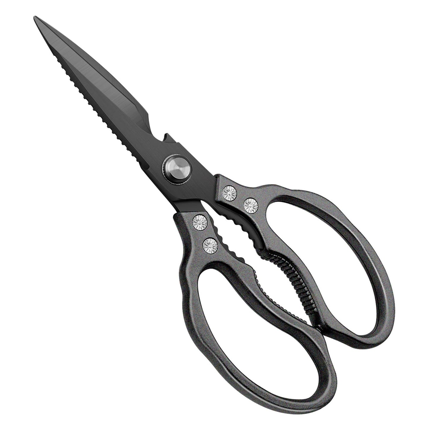 CGBE Kitchen Scissors, Multi-Purpose Kitchen Shears, Heavy Duty Dishwasher Safe Food Scissors for Chicken, Poultry, Fish, Meat & Herbs with Non-Slip Grips - Sliver
