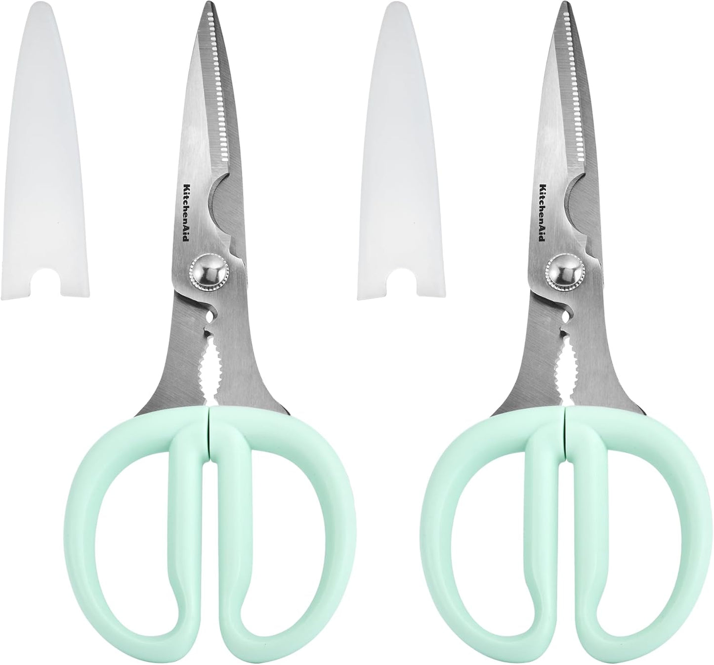 KitchenAid All Purpose Kitchen Shears with Protective Sheath Durable Stainless Steel Scissors, Dishwasher Safe, Soft Grip Comfort Handle, 8.72 Inch, Gray