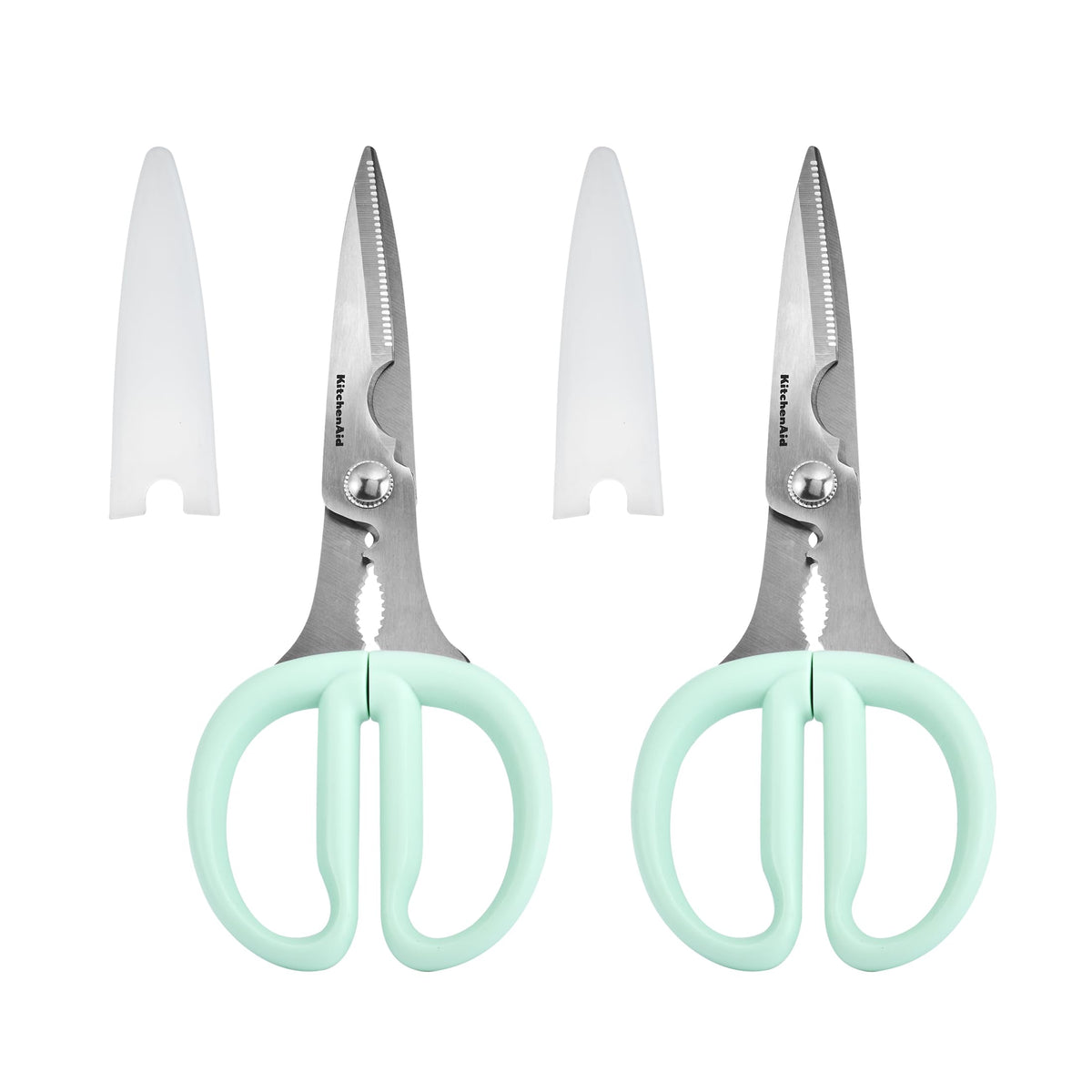 KitchenAid All Purpose Kitchen Shears with Protective Sheath Durable Stainless Steel Scissors, Dishwasher Safe, Soft Grip Comfort Handle, 8.72 Inch, Gray
