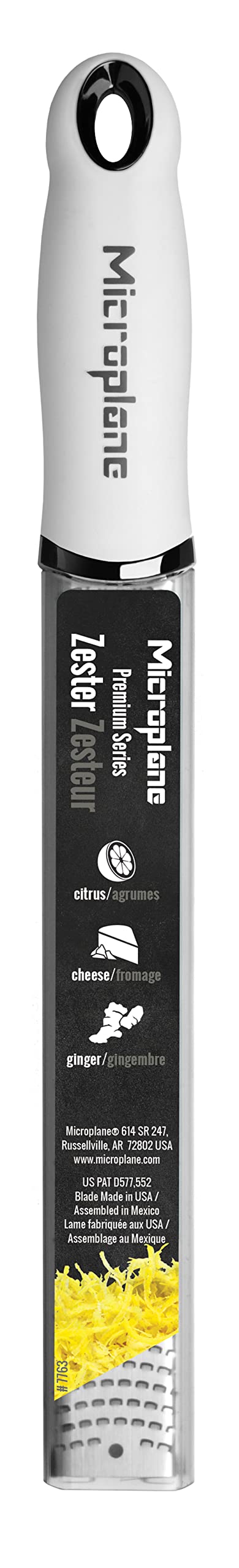 Microplane Premium Classic Series Zester 18/8, Black - Lemon Zester & Cheese Grater & Vegetable Grater - Citrus, Parmesan Cheese, Garlic, Ginger, Nutmeg, Chocolate - Stainless Steel Grater
