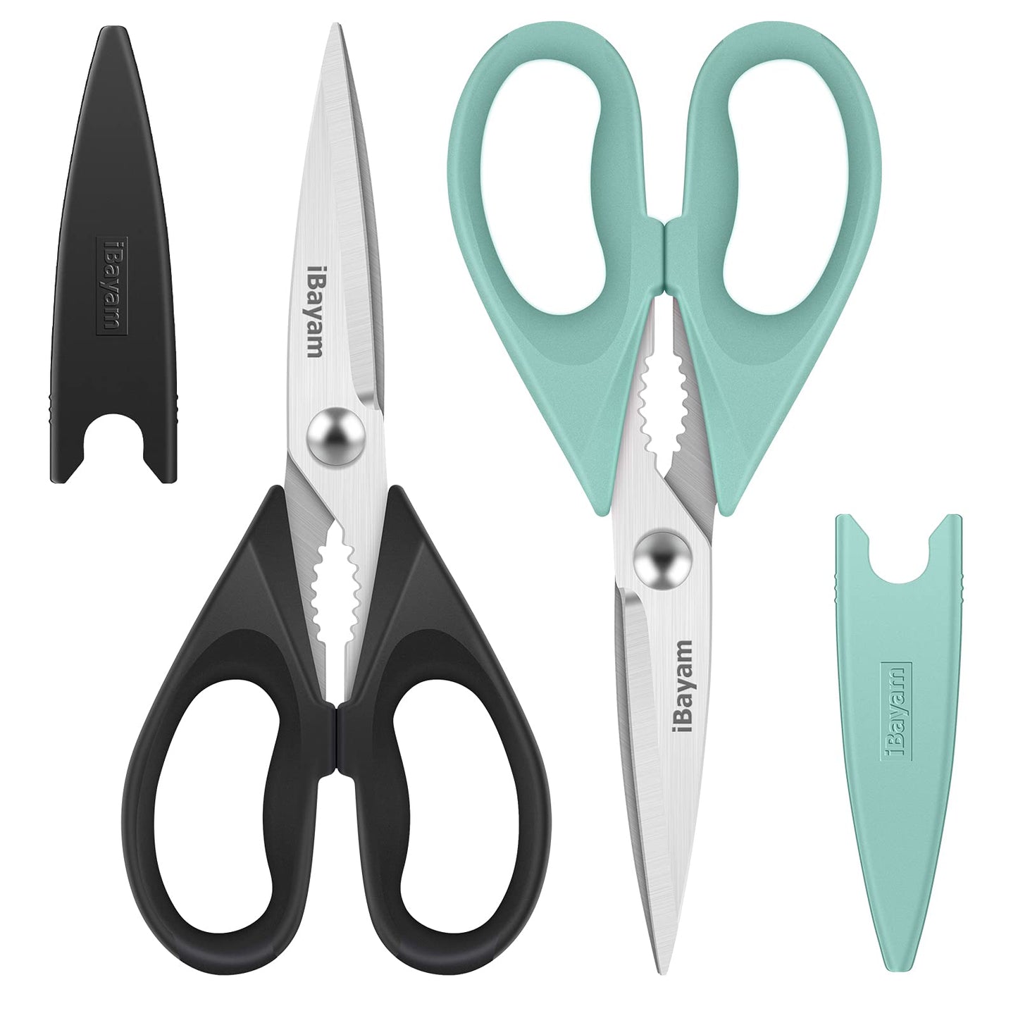 iBayam All Purpose Kitchen Shears with Protective Sheath, Black, 8.7 inch