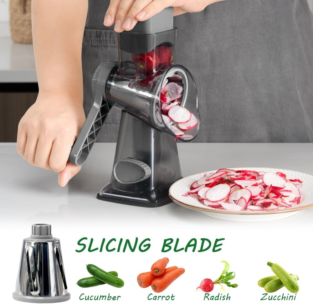 Cheese Grater Hand Crank Rotary Vegetables Shredder with Handle
