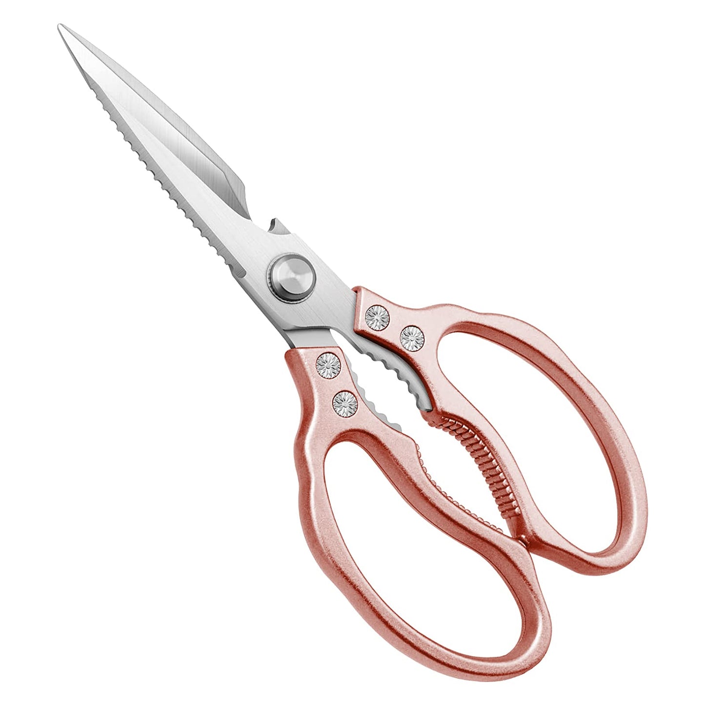 CGBE Kitchen Scissors, Multi-Purpose Kitchen Shears, Heavy Duty Dishwasher Safe Food Scissors for Chicken, Poultry, Fish, Meat & Herbs with Non-Slip Grips - Sliver