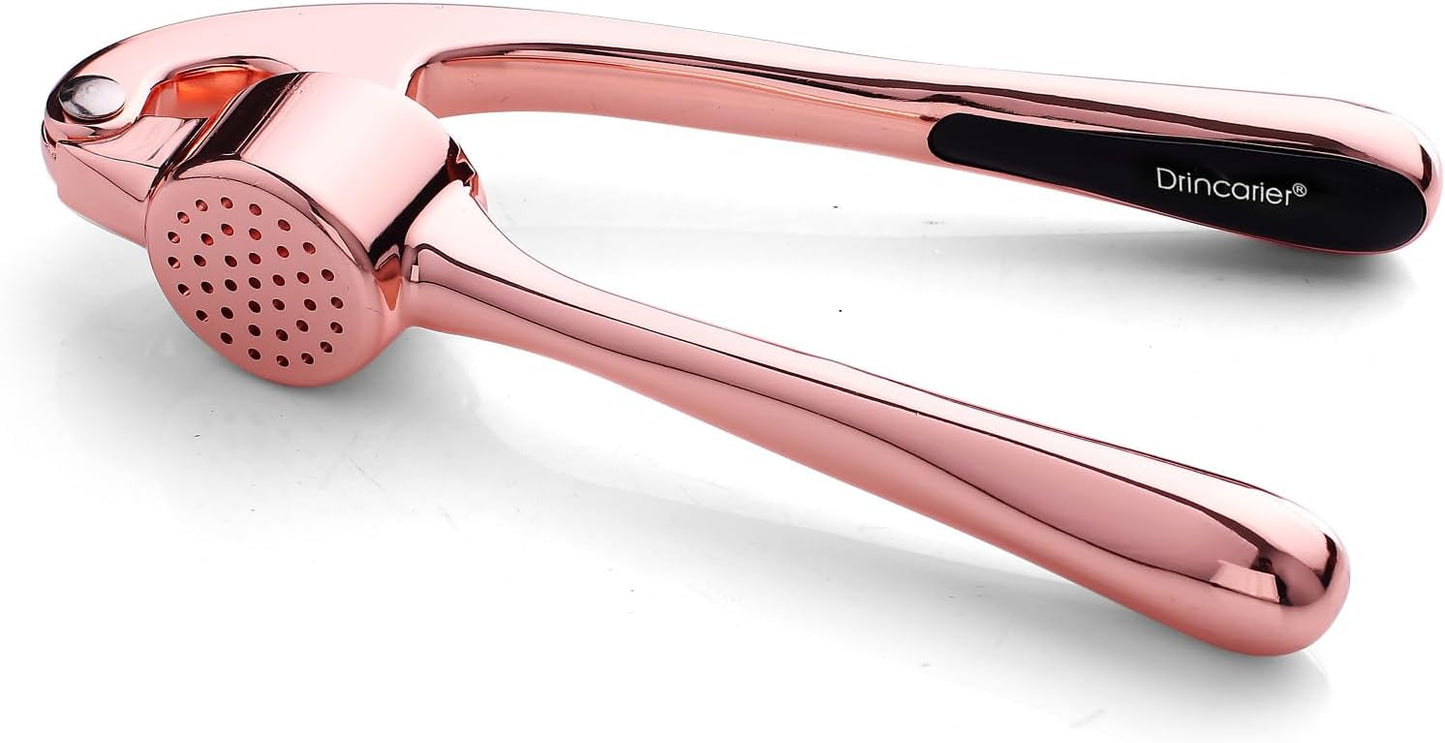 Kitchen Garlic Press, Rust Proof & Dishwasher Safe Garlic Mincer, Durable Garlic Crusher, Easy to Clean and Squeeze, Rose