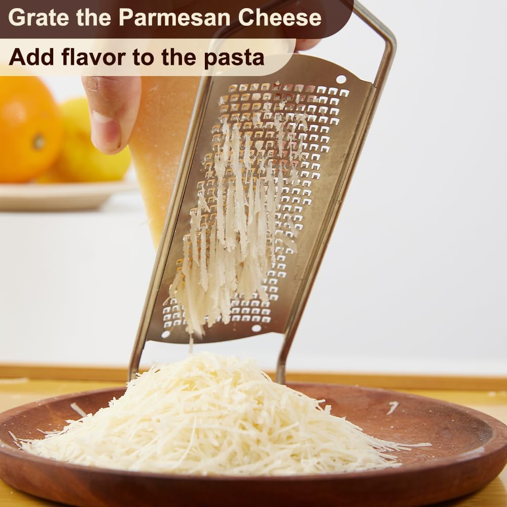 Upgraded Lemon Zester & Cheese Grater, Food Grade Stainless Steel None-Slip Hand Fine Grater for Garlic, Ginger, and Chocolate, Durable and Easy-To-Clean（Dishwasher Safe）