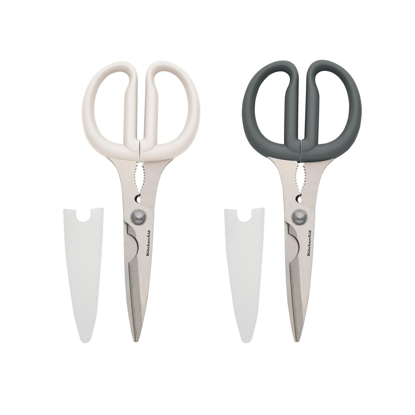 KitchenAid All Purpose Kitchen Shears with Protective Sheath Durable Stainless Steel Scissors, Dishwasher Safe, Soft Grip Comfort Handle, 8.72 Inch, Gray
