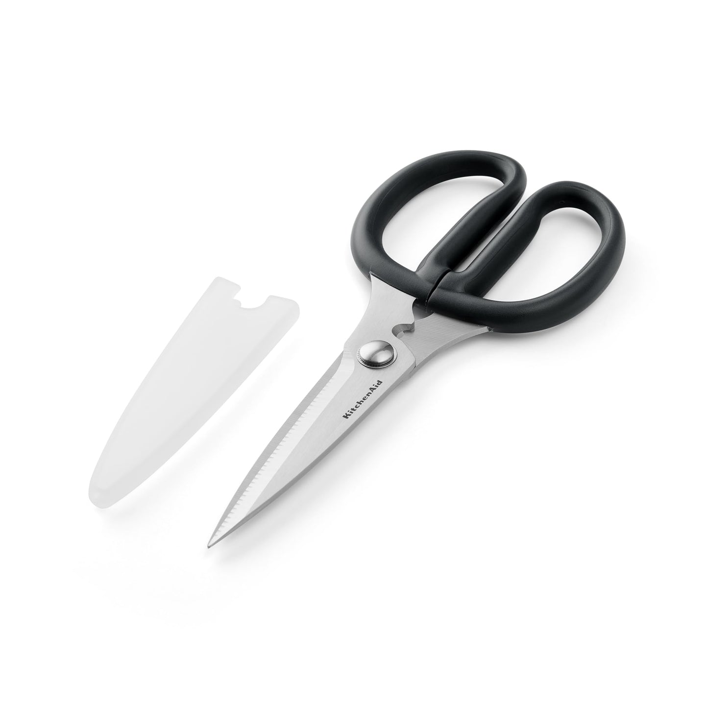 KitchenAid All Purpose Kitchen Shears with Protective Sheath Durable Stainless Steel Scissors, Dishwasher Safe, Soft Grip Comfort Handle, 8.72 Inch, Gray