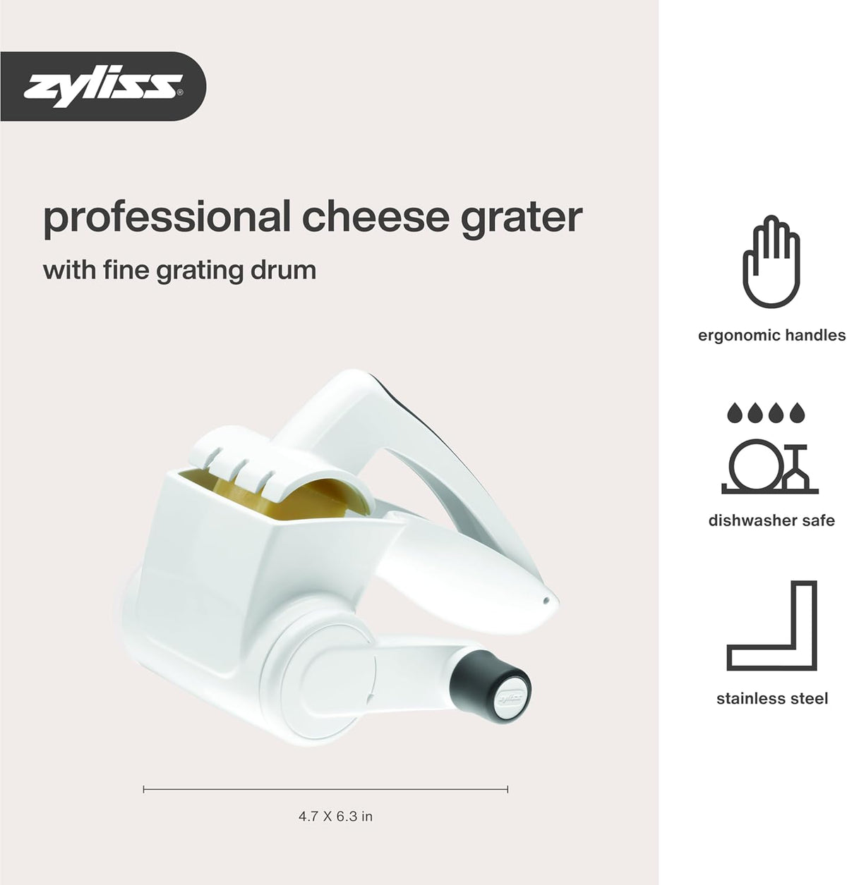 Zyliss Classic Rotary Grater, NSF-Certified Restaurant Cheese Grater