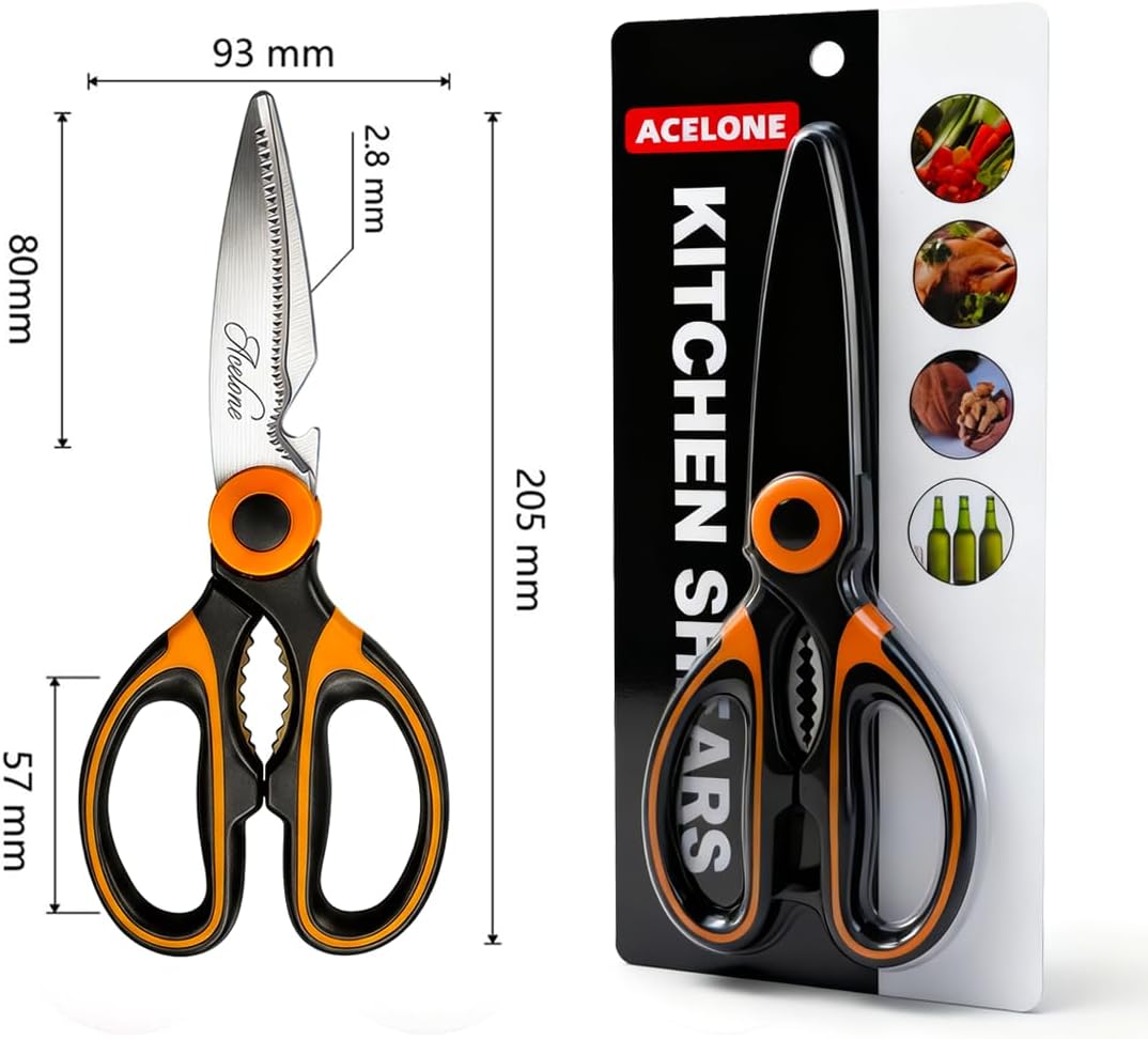 Acelone Kitchen Shears,Premium Heavy Duty Shears Ultra Sharp Stainless Steel Multi-function Kitchen Scissors for Chicken/Poultry/Fish/Meat/Vegetables/Herbs/BBQ…