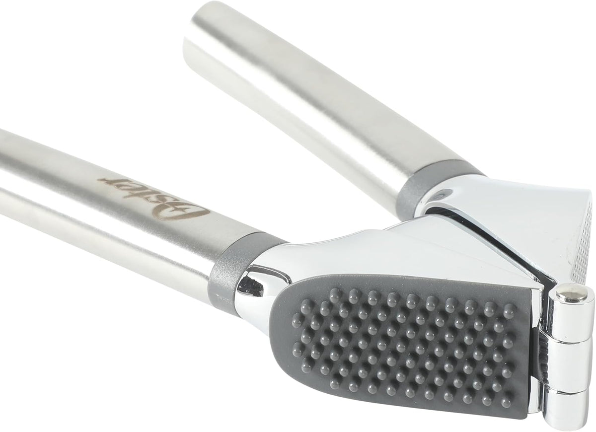 Oster Chadswyck 7.7” Garlic Press, Stainless Steel Garlic Mincer & Crusher, Easy Squeeze, Dishwasher Safe
