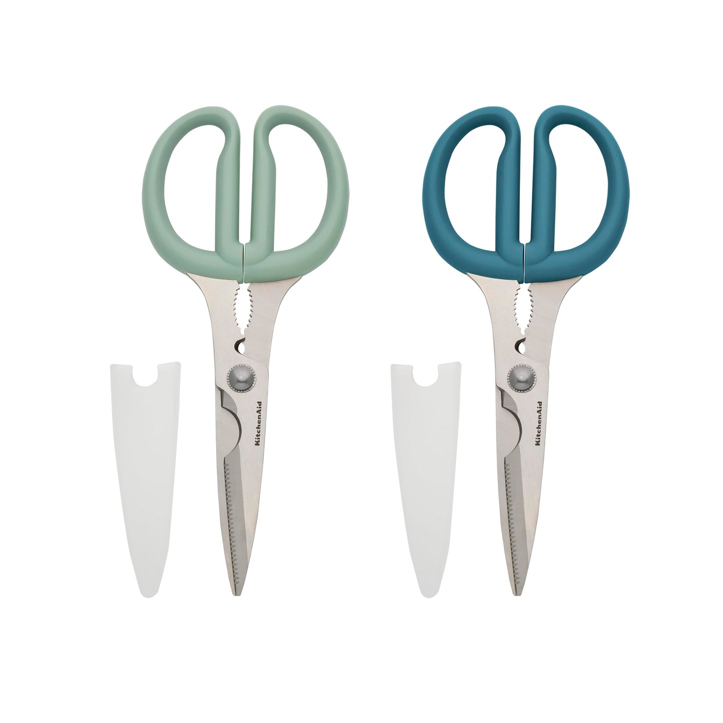 KitchenAid All Purpose Kitchen Shears with Protective Sheath Durable Stainless Steel Scissors, Dishwasher Safe, Soft Grip Comfort Handle, 8.72 Inch, Gray