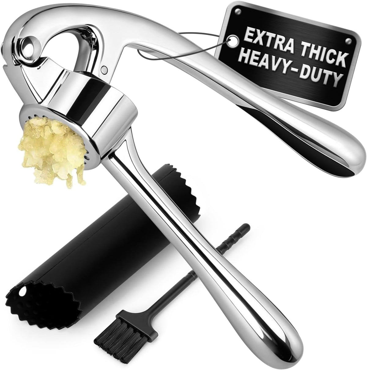 TACGEA Kitchen Garlic Press Set, Rust Proof Garlic Mincer Tool with Silicone Garlic Peeler and Brush