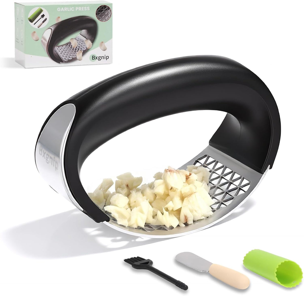 Garlic Press Rocker, Stainless Steel with Triangular Holes