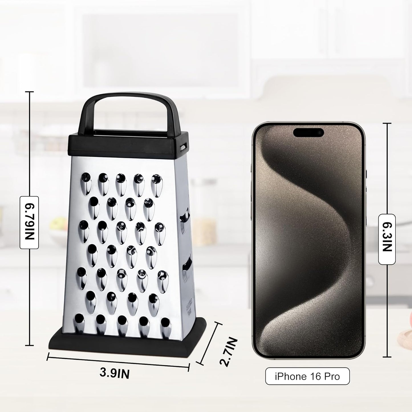 Kaishun Mini Cheese Grater,4-Sided Box Grater for Cheese, Vegetable & Fruit