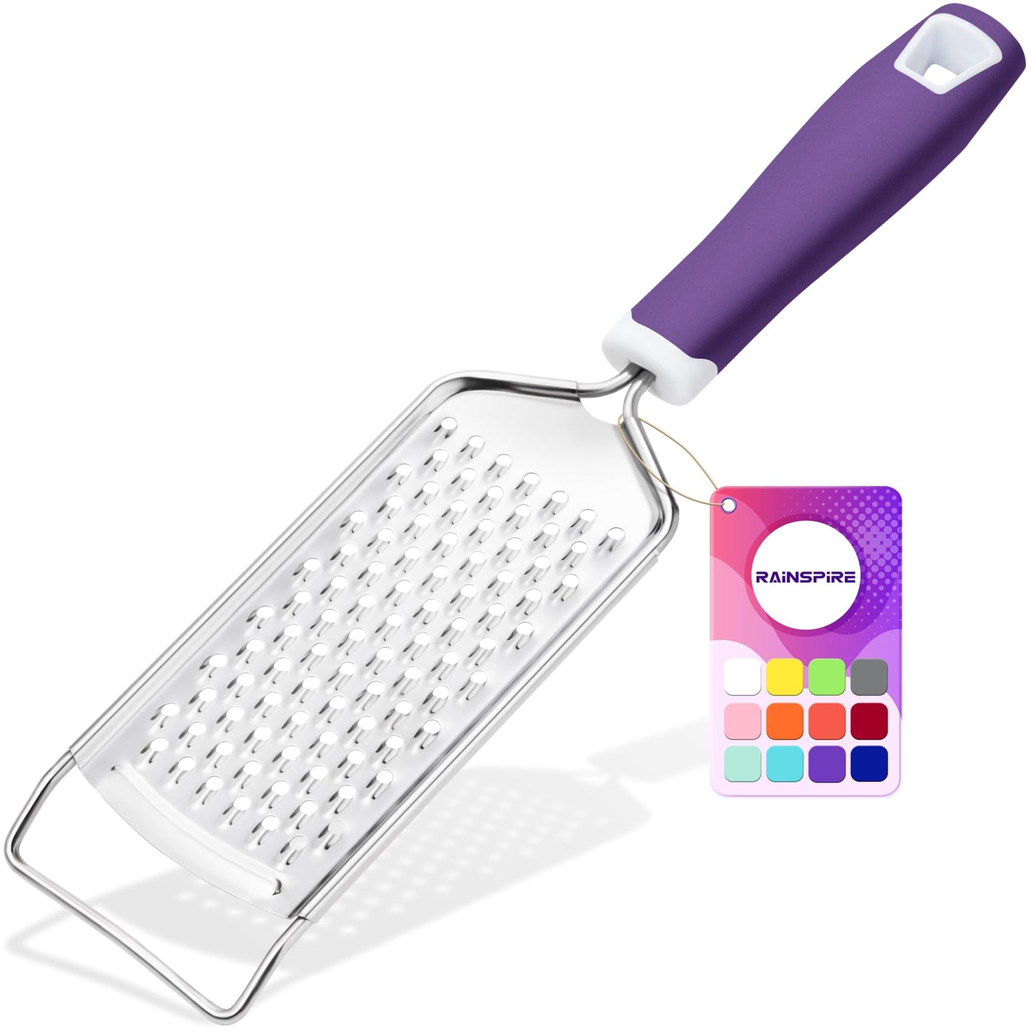 Rainspire Professional Cheese Graters for Kitchen Stainless Steel Handheld, Metal Lemon Zester Grater With Handle For Cheese, Chocolate, Spices, Kitchen Gadgets And Tools, Soft Grip Handle, Black