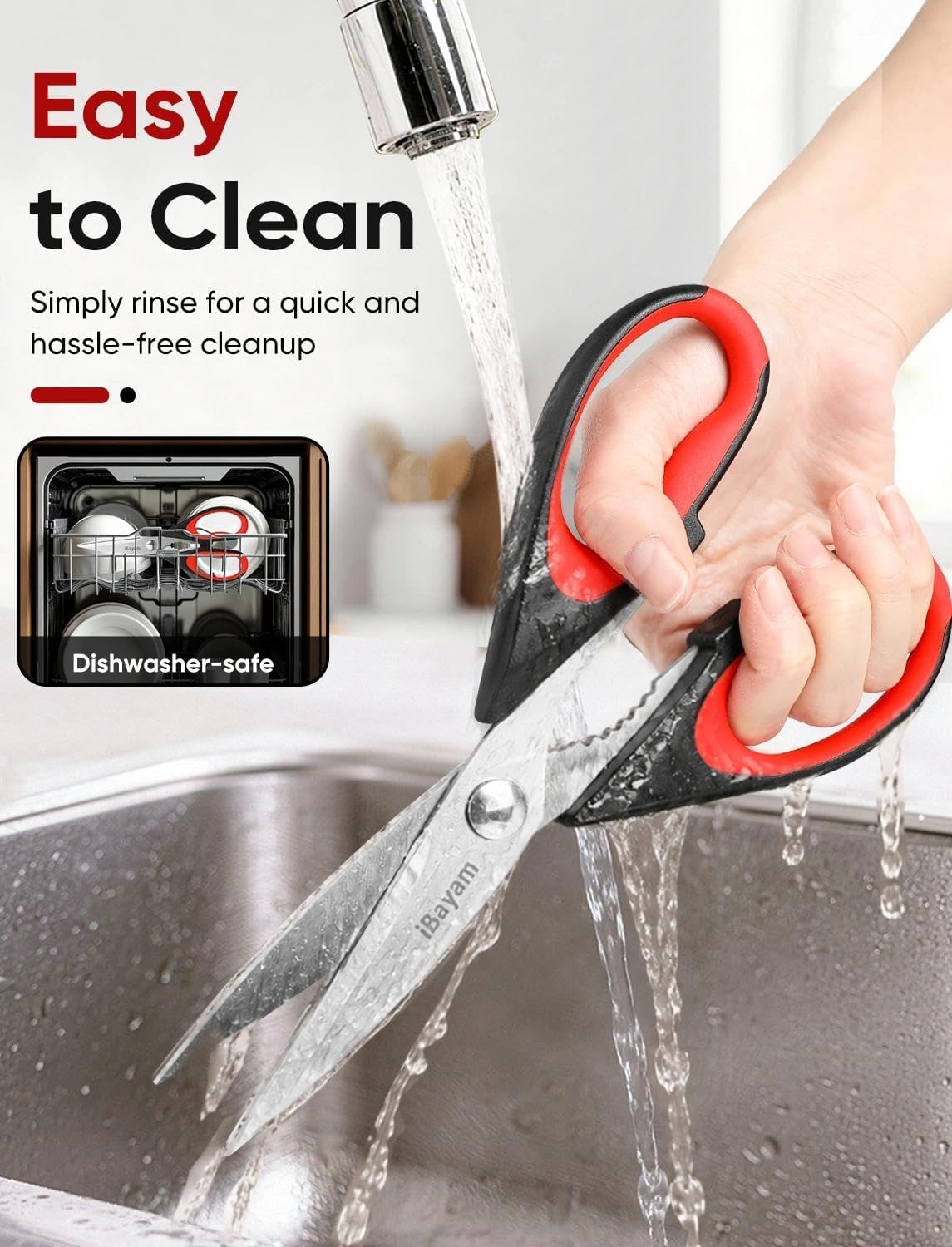 iBayam Kitchen Scissors Shears All Purpose Heavy Duty, Protective Sheath