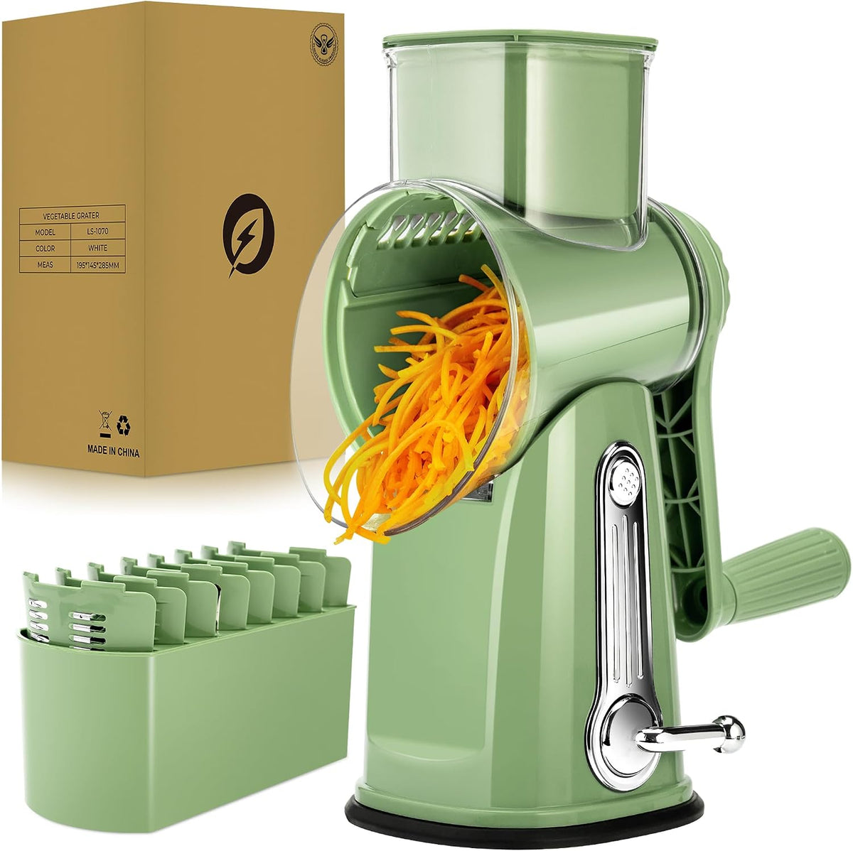 SUSTEAS Rotary Cheese Grater 5 Blades,Kitchen Mandoline Vegetable Slicer