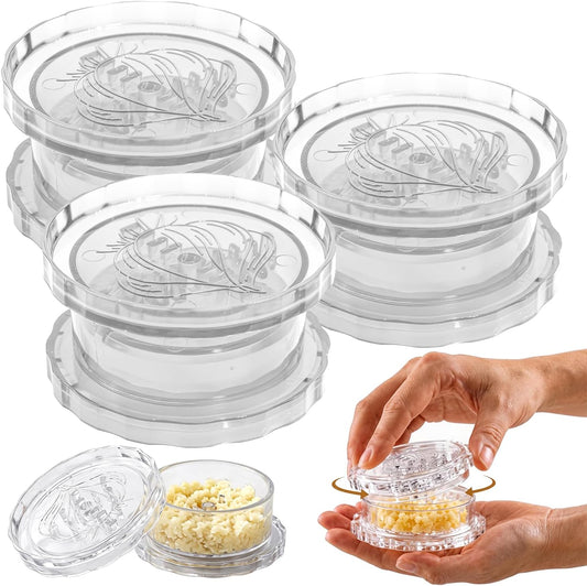 3 Pack Transparent Garlic Press, Manual Garlic Crusher and Mincer—Plastic Garlic Grinder and Chopper, rotary chopper suitable for garlic, chili peppers, compact and space-saving
