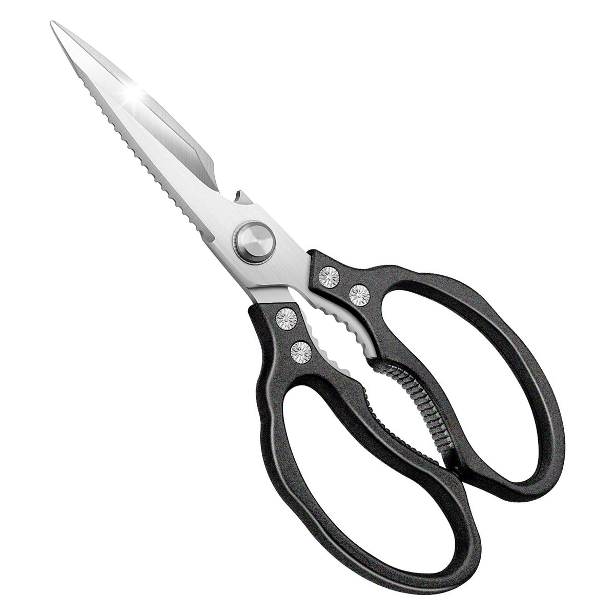 CGBE Kitchen Scissors, Multi-Purpose Kitchen Shears, Heavy Duty Dishwasher Safe Food Scissors for Chicken, Poultry, Fish, Meat & Herbs with Non-Slip Grips - Sliver